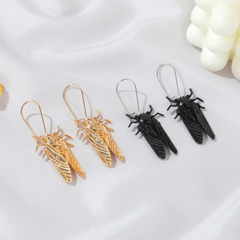 New Earrings Creative Insect Golden Cicada Earrings Personality Long Style Cicada Earrings Earrings Cross-border Accessories Wholesale