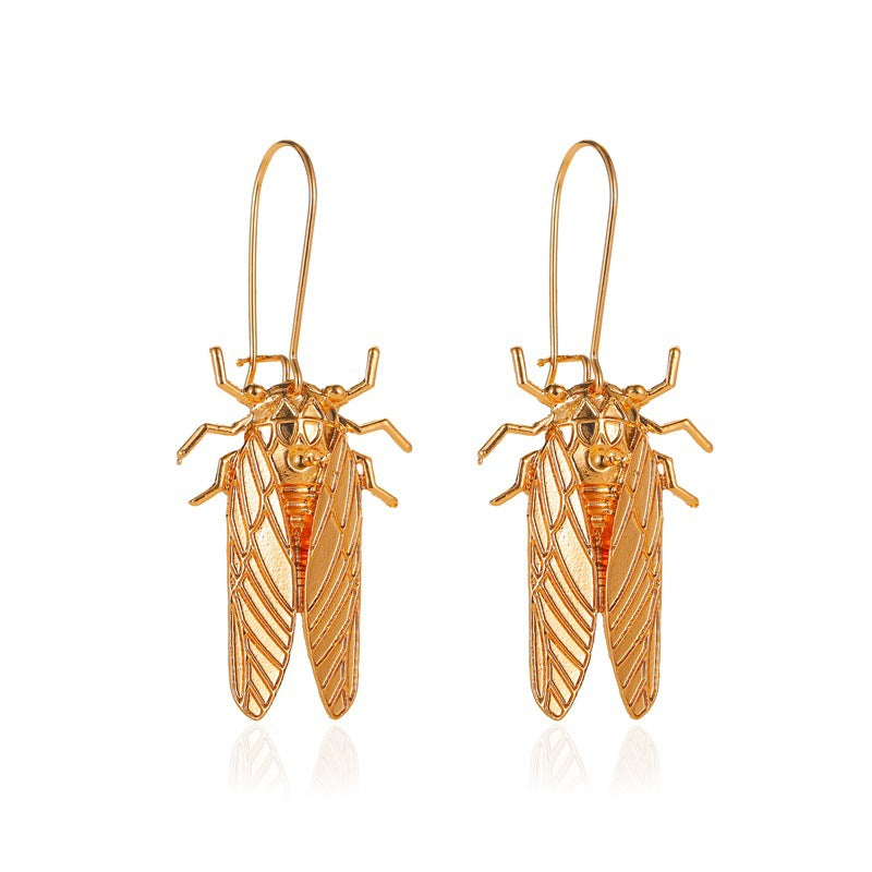 New Earrings Creative Insect Golden Cicada Earrings Personality Long Style Cicada Earrings Earrings Cross-border Accessories Wholesale