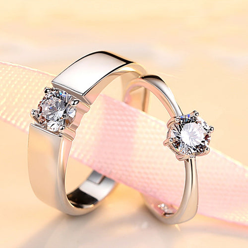 Elegant Crystal Stone Wedding Rings for Couples