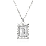 26 English Letters Stainless Steel Necklace Fashion Square Letters Hollow Pendant Necklace