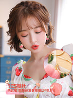 Peach Earrings Earrings Korean Earrings Long Earrings Without Pierced Ear Clips