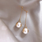 925 Silver Needle Earrings Women&#039;s Net Red Pearl Earrings Temperament Celebrity Earrings Earrings  Slim Face Earrings