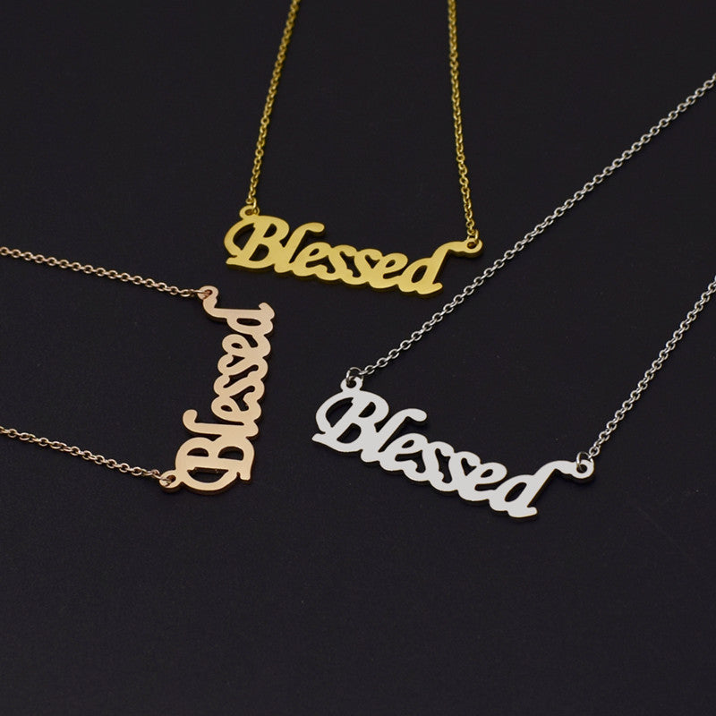 Blessed Necklace Simple Creative Letter Pendant Lucky Couple Gift