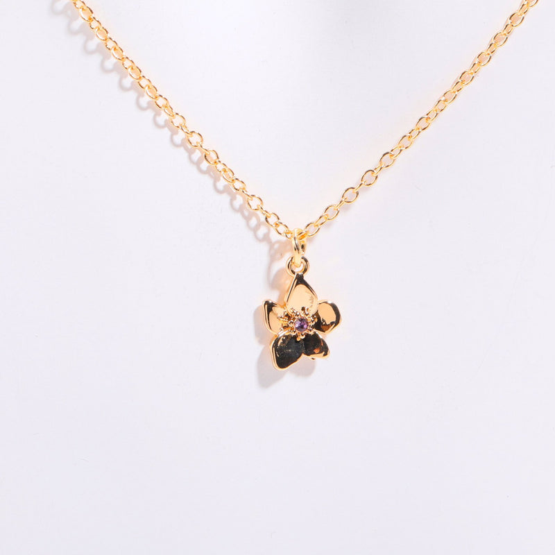 In Stock Cross-border December Birthday Flower Pendant Three-dimensional Decorative Flower Pendant Necklace Gold-plated Sweater Chain