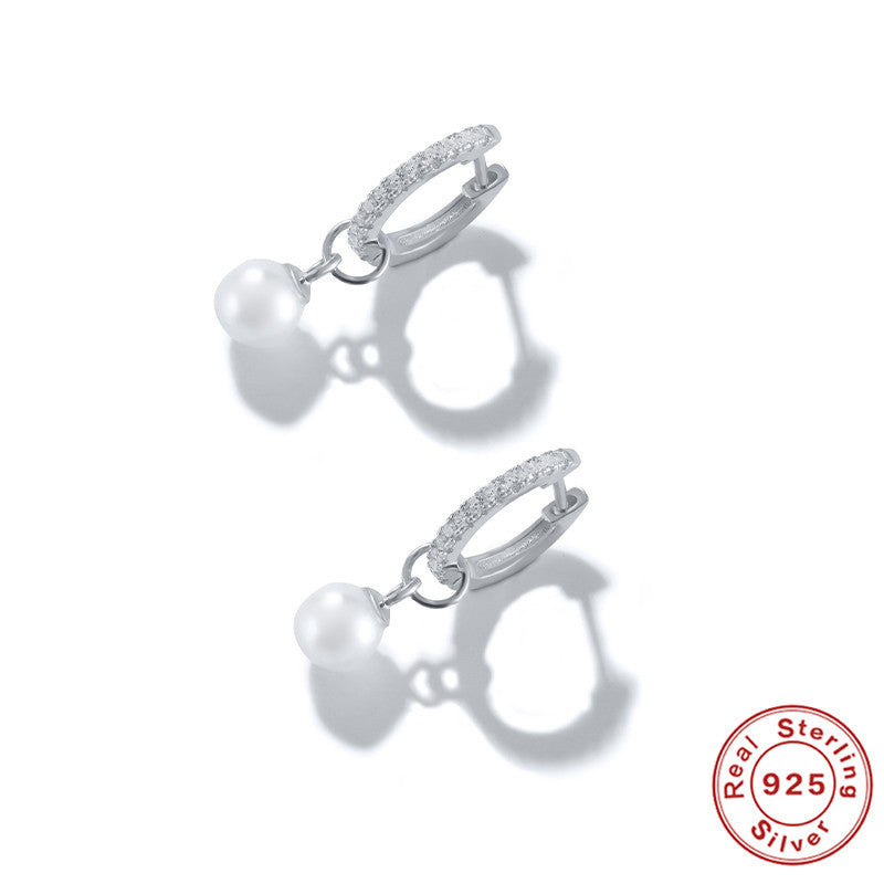 Sterling Silver Pearl Earrings Earrings Elegant High-level Elegant Daily Commuter Earrings Earrings Earrings Slimming Earrings