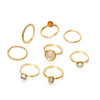 Colorful Stone Metalic Finger Rings Joint Combination Rings For Women Girl Rings