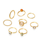 Colorful Stone Metalic Finger Rings Joint Combination Rings For Women Girl Rings