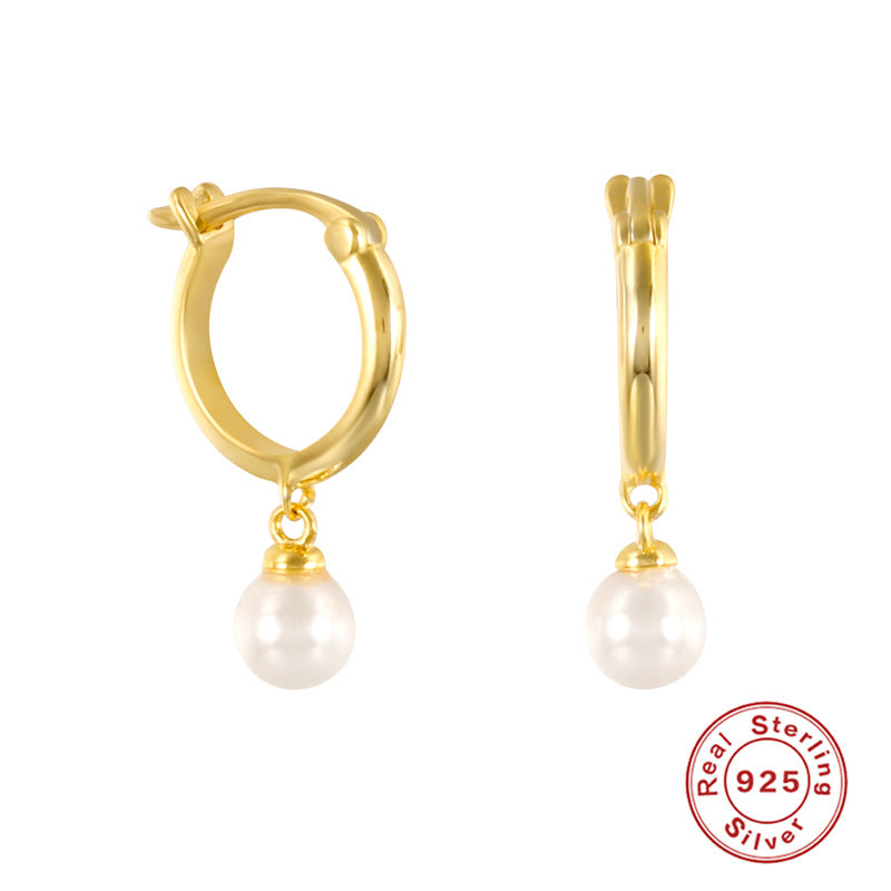 Sterling Silver Pearl Earrings Earrings Elegant High-level Elegant Daily Commuter Earrings Earrings Earrings Slimming Earrings