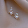 925 Silver Needle Earrings Women&#039;s Net Red Pearl Earrings Temperament Celebrity Earrings Earrings  Slim Face Earrings