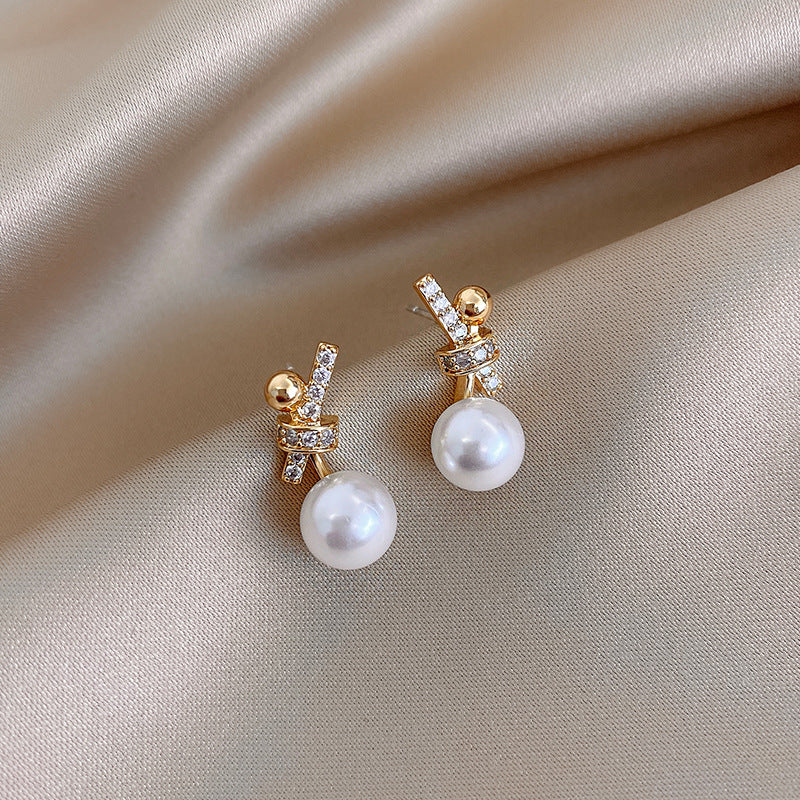 925 Silver Needle Earrings Women&#039;s Net Red Pearl Earrings Temperament Celebrity Earrings Earrings  Slim Face Earrings