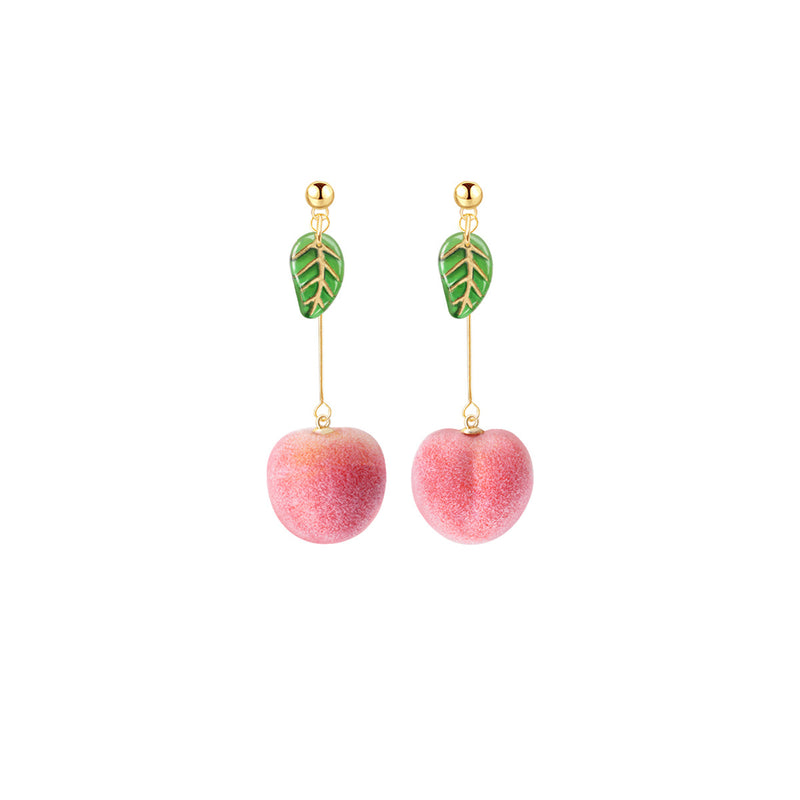 Peach Earrings Earrings Korean Earrings Long Earrings Without Pierced Ear Clips