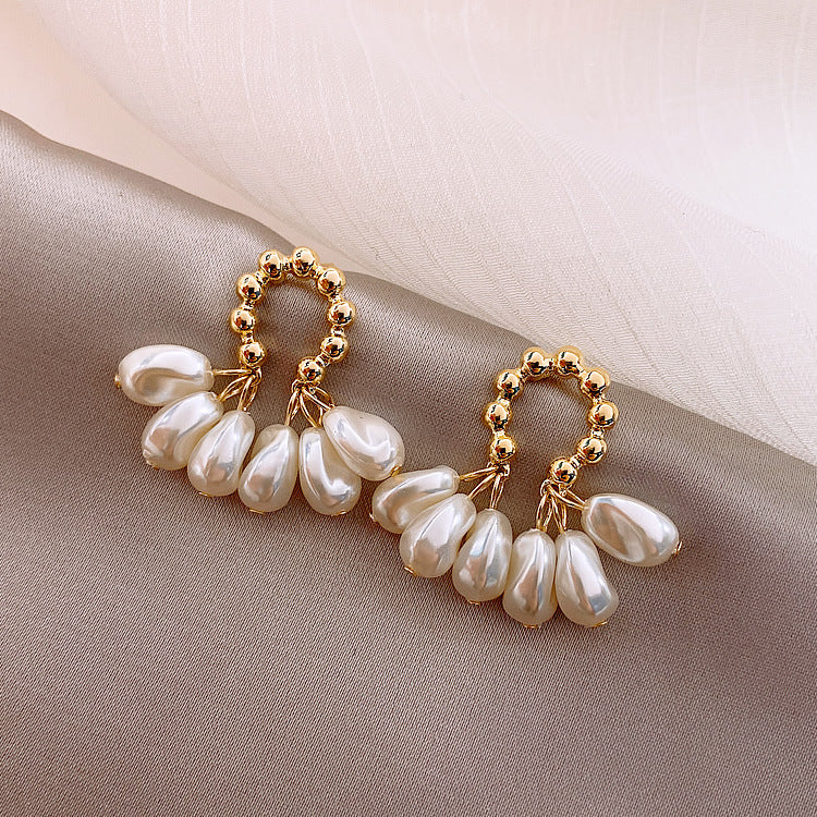 925 Silver Needle Earrings Women&#039;s Net Red Pearl Earrings Temperament Celebrity Earrings Earrings  Slim Face Earrings