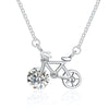 Bicycle Necklace Female S925 Silver Inlaid Stone Bicycle Pendant Personality Fashion Clavicle Chain Internet Celebrity Necklace