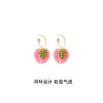 Peach Earrings Earrings Korean Earrings Long Earrings Without Pierced Ear Clips