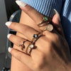 Colorful Stone Metalic Finger Rings Joint Combination Rings For Women Girl Rings