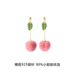 Peach Earrings Earrings Korean Earrings Long Earrings Without Pierced Ear Clips