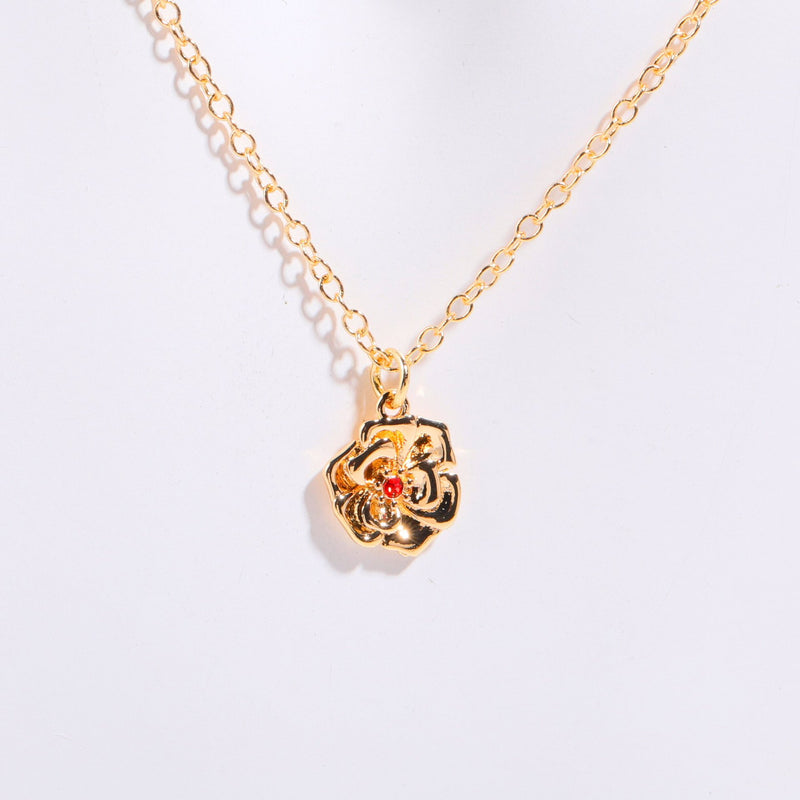 In Stock Cross-border December Birthday Flower Pendant Three-dimensional Decorative Flower Pendant Necklace Gold-plated Sweater Chain