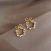 925 Silver Needle Earrings Women&#039;s Net Red Pearl Earrings Temperament Celebrity Earrings Earrings  Slim Face Earrings