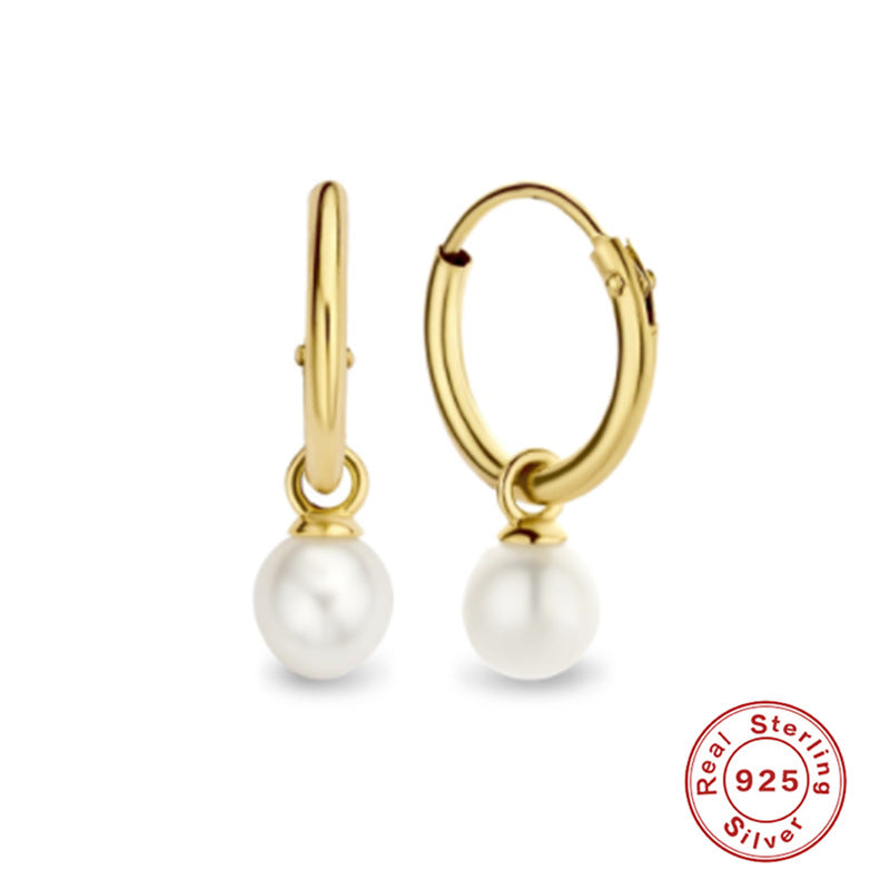 Sterling Silver Pearl Earrings Earrings Elegant High-level Elegant Daily Commuter Earrings Earrings Earrings Slimming Earrings