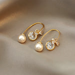 925 Silver Needle Earrings Women&#039;s Net Red Pearl Earrings Temperament Celebrity Earrings Earrings  Slim Face Earrings