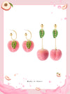 Peach Earrings Earrings Korean Earrings Long Earrings Without Pierced Ear Clips