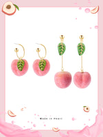 Peach Earrings Earrings Korean Earrings Long Earrings Without Pierced Ear Clips