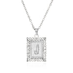 26 English Letters Stainless Steel Necklace Fashion Square Letters Hollow Pendant Necklace