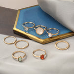 Colorful Stone Metalic Finger Rings Joint Combination Rings For Women Girl Rings